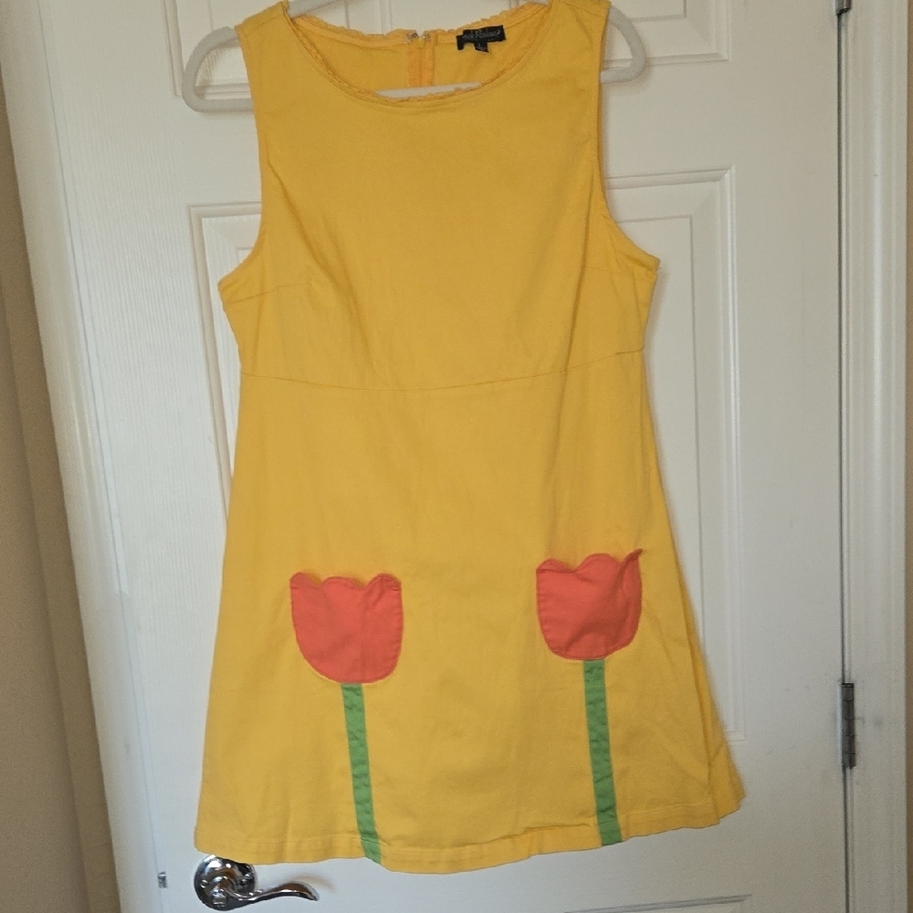 Smak Parlour UNIQUE VINTAGE KAWAII Yellow DRESS CUTE BOLD ARTSY BOLD RETRO LARGE - Picture 7 of 13